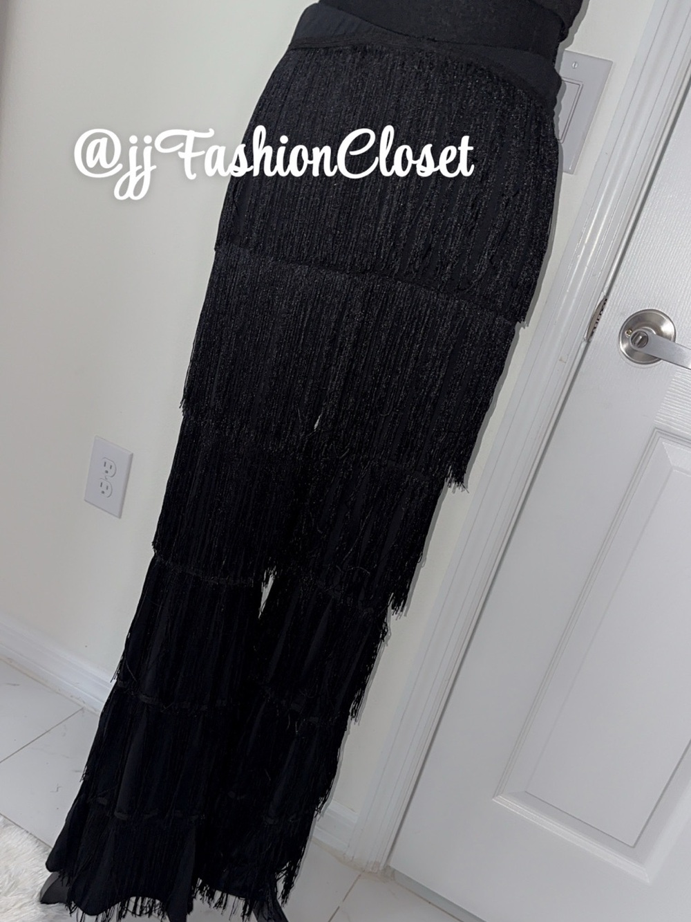 SHEIN BAE Black Fringe Pants
